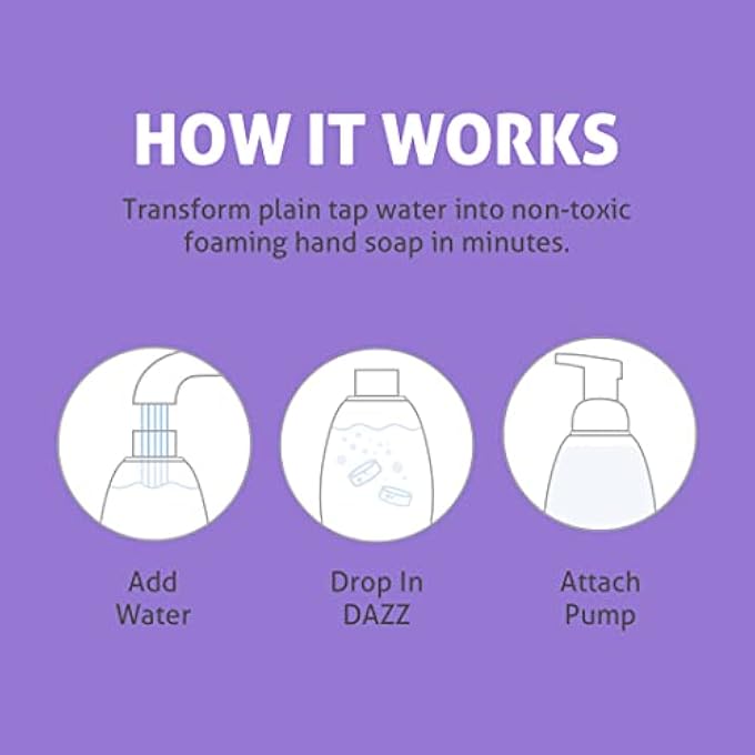 Dazz FOAMING HAND SOAP REFILL PACK (4 REFILL TABLET PACKETS) HAND SOAP REFILL, NATURALLY SAFE & NON TOXIC, RICH LATHER HAND WASH, LAVENDER LEMON SCENT (FOAMING PUMP DISPENSER REQUIRED) - Image 4
